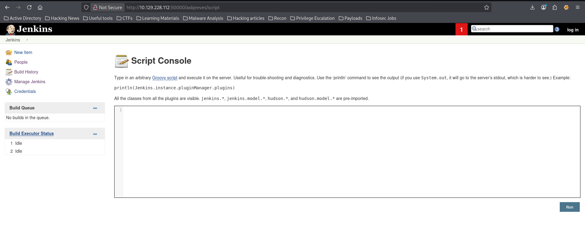 Jenkins Script Console page